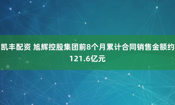 凯丰配资 旭辉控股集团前8个月累计合同销售金额约121.6亿元