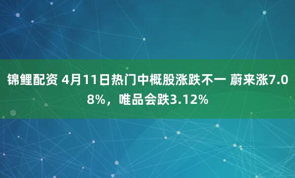 锦鲤配资 4月11日热门中概股涨跌不一 蔚来涨7.08%，唯品会跌3.12%